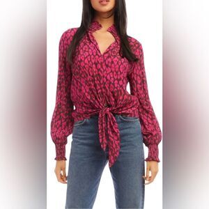 Fifteen Twenty Pink Leopard Print Blouse